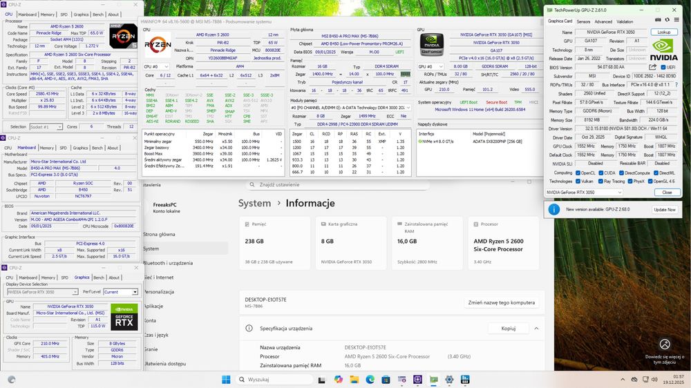 Komputer stacjonarny PC Ryzen 5 | RTX 3050 8 GB | Nvme |