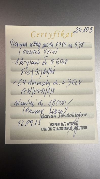 Piekny Pierścionek wykonany ze złota ocechowanego pr. 750 27