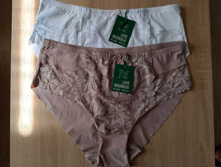Majtki wyższy stan koronka 2 szt XXXL