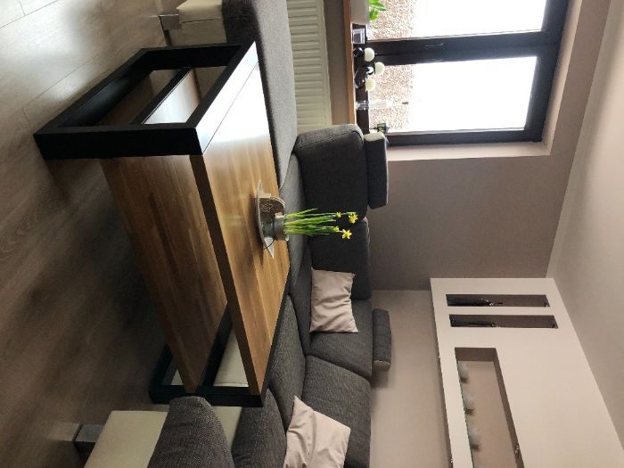 Stolik kawowy 110x60 blat dębowy loft drewno metal nowoczesny salon