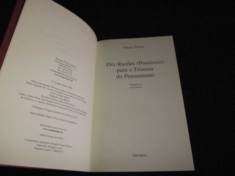Livro Dez Razões (possíveis) para a tristeza do pensamento George Steiner