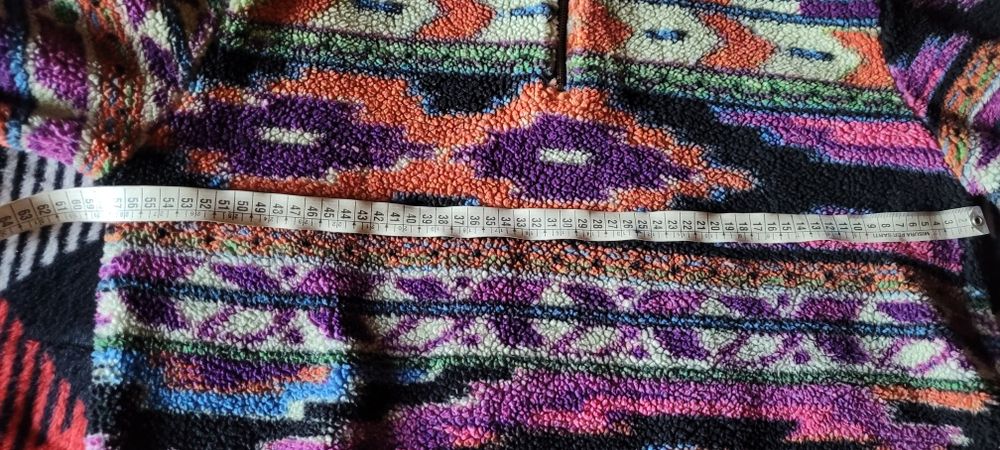 Флисовая женская  кофта оверсайз с этно- принтом, р. 16 ( 50 р.), XL/44, мягкая текстура, Бренд New Girl Order