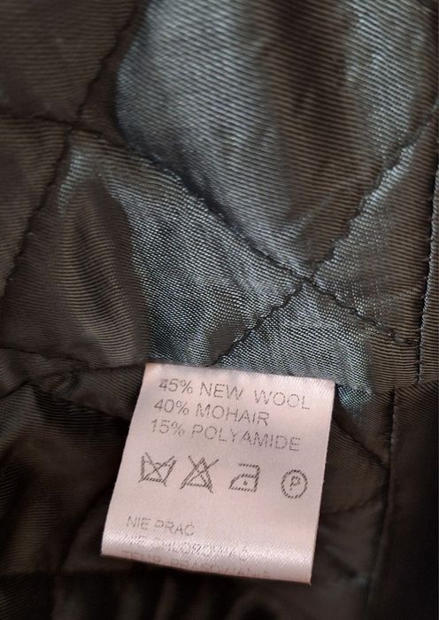 płaszcz wełniany Aryton Woolmark zielony z naturalnym futrem
