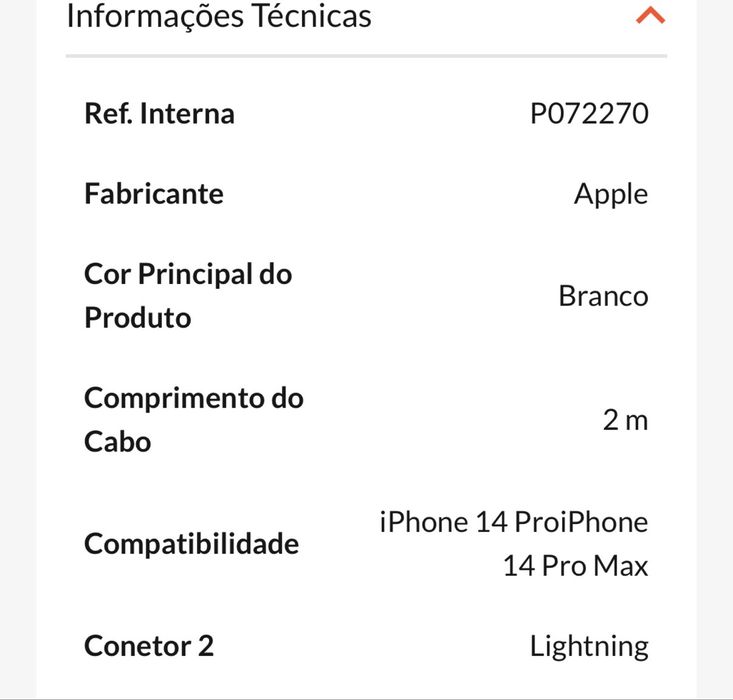 Cabo  usb apple novo