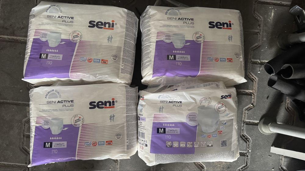 4x Seni active plus M medium pieluchomajtki