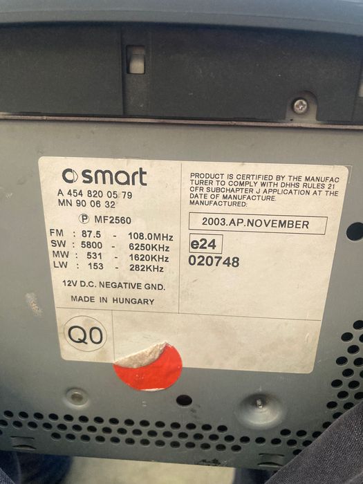 Rádio para Smart forfour original
