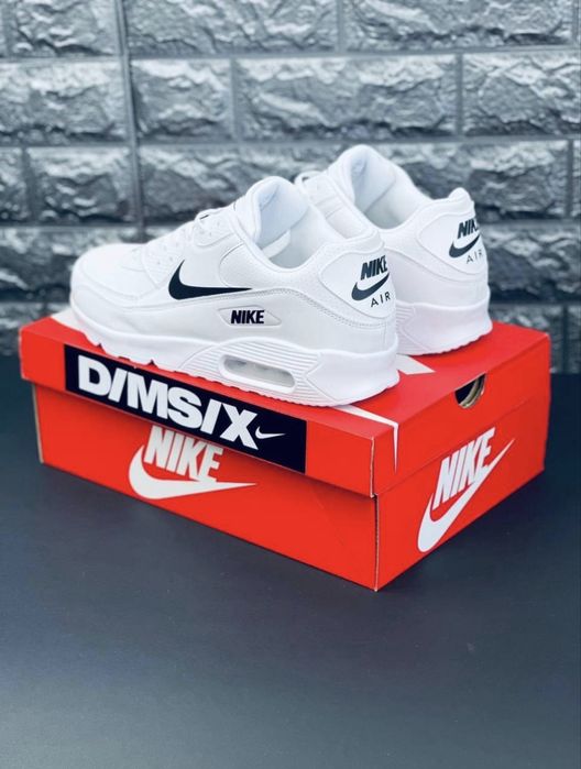 Nike Air Max 90 all white кросівки осінні шкіряні найк аір макс 90