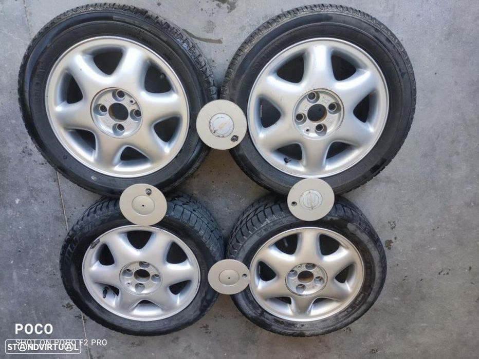 4 jantes especiais opel 15 + 4 pneus semi novos - oferta dos portes