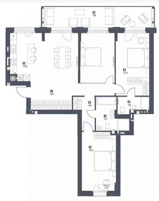 3-кімнатна квартира за адресою (площа 113,1 м²) - Atlanta.ua - фото 2