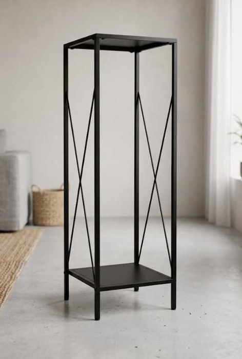 Stojak Metalowy na Drewno Kominkowe Opałowe do Kominka Wysoki Loft Czarny 110x34cm