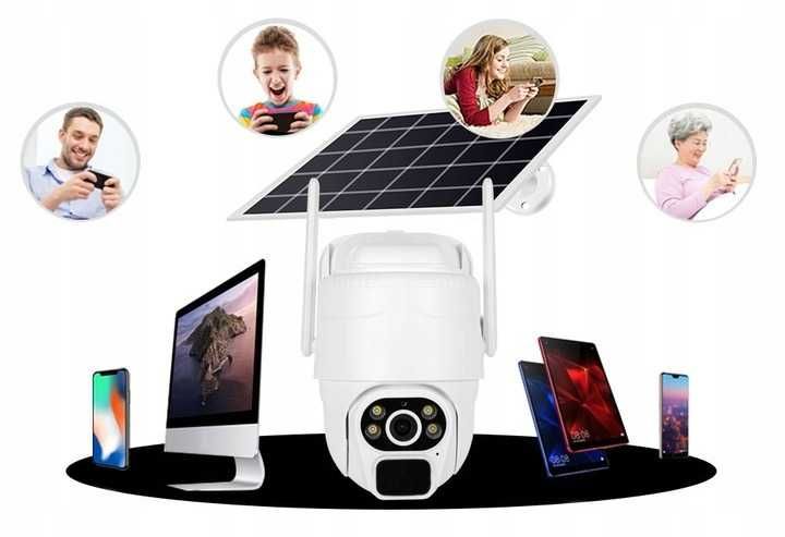 CAŁKOWICIE Bezprzewodowa Kamera solarna na kartę SIM obrotowa zewnątrz