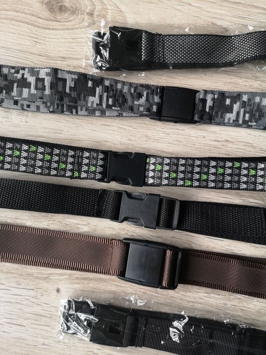 Pasek parciany czarny brązowy khaki