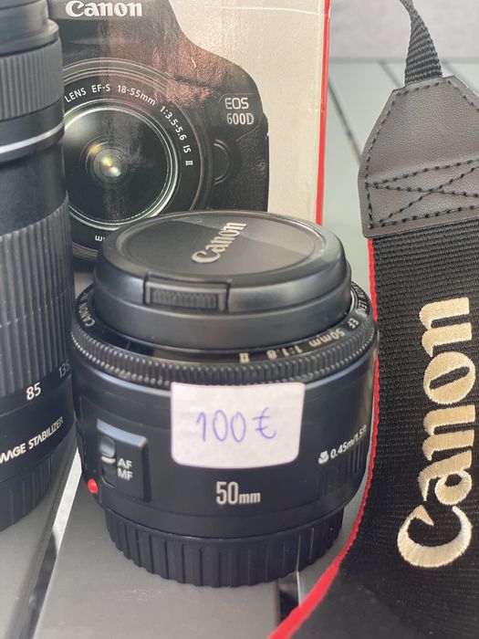 25%desconto Canon EOS 600 D e três lentes caixa e bolsa original Canon