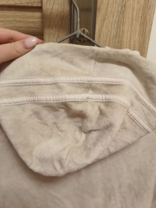 Damska beżowo szara bluza na suwak z kapturem M/L 38/40