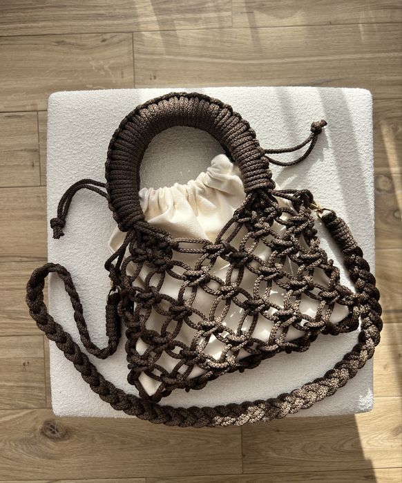 Torebka makramowa Czekoladowa