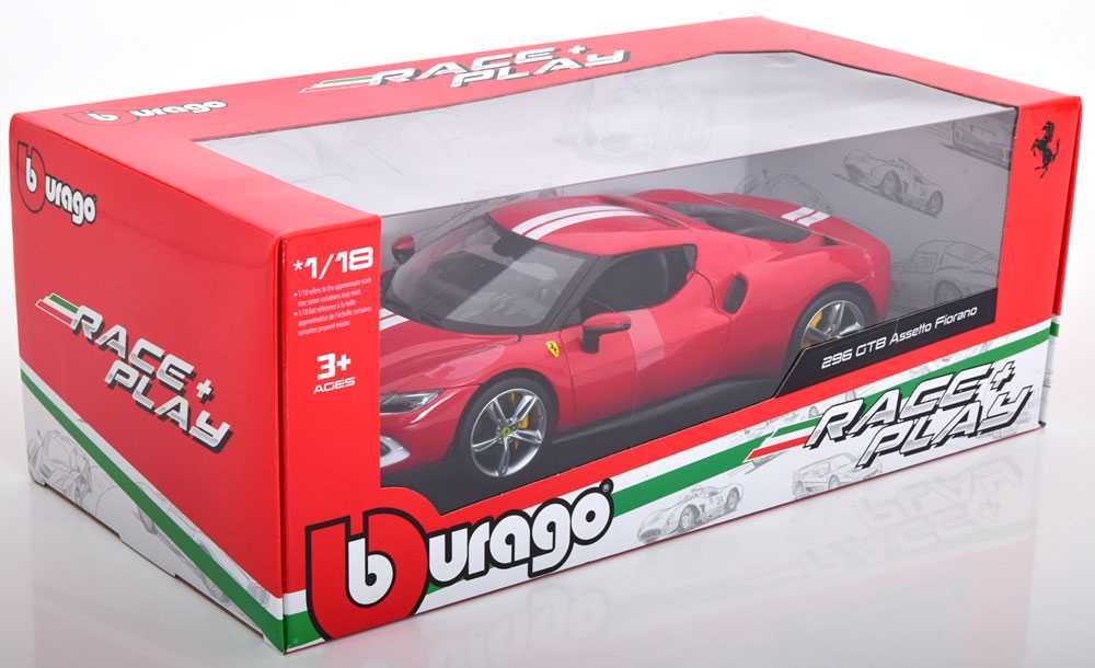 Model 1:18 Bburago Ferrari 296 GTB Assetto Fiorano 2022 red/white