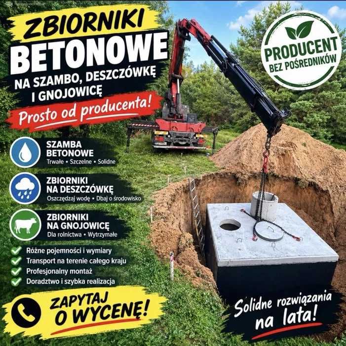 Szambo betonowe 6m3 zbiornik 10m3 szamba 12m3 deszczówka ścieki Wieluń Wieruszów Złoczew