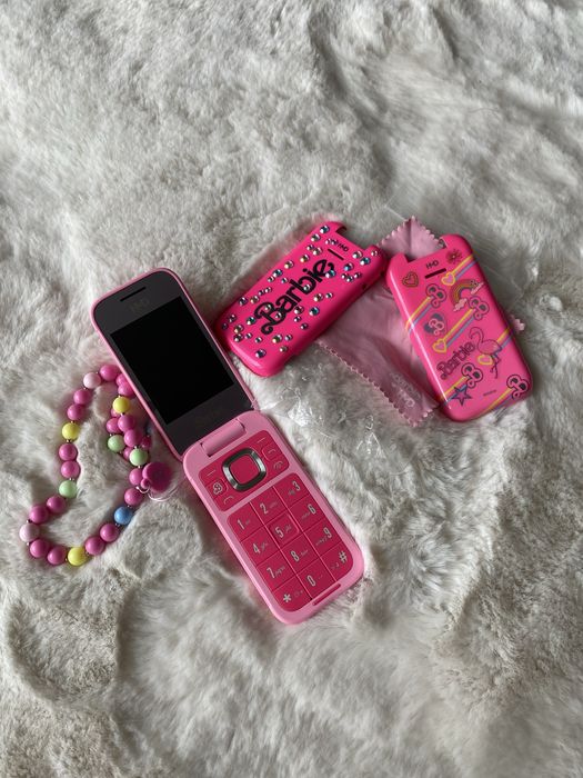 Рожевий розовый телефон Барбі Barbie phone з чохлами