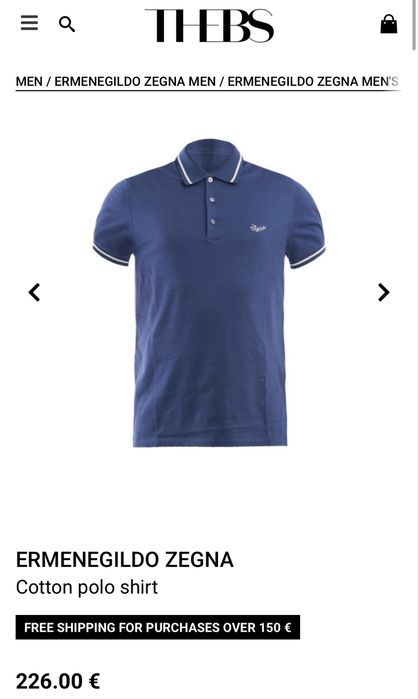 Футболка чоловіча Поло Ermenegildo Zegna Original Polo Shirt синій M