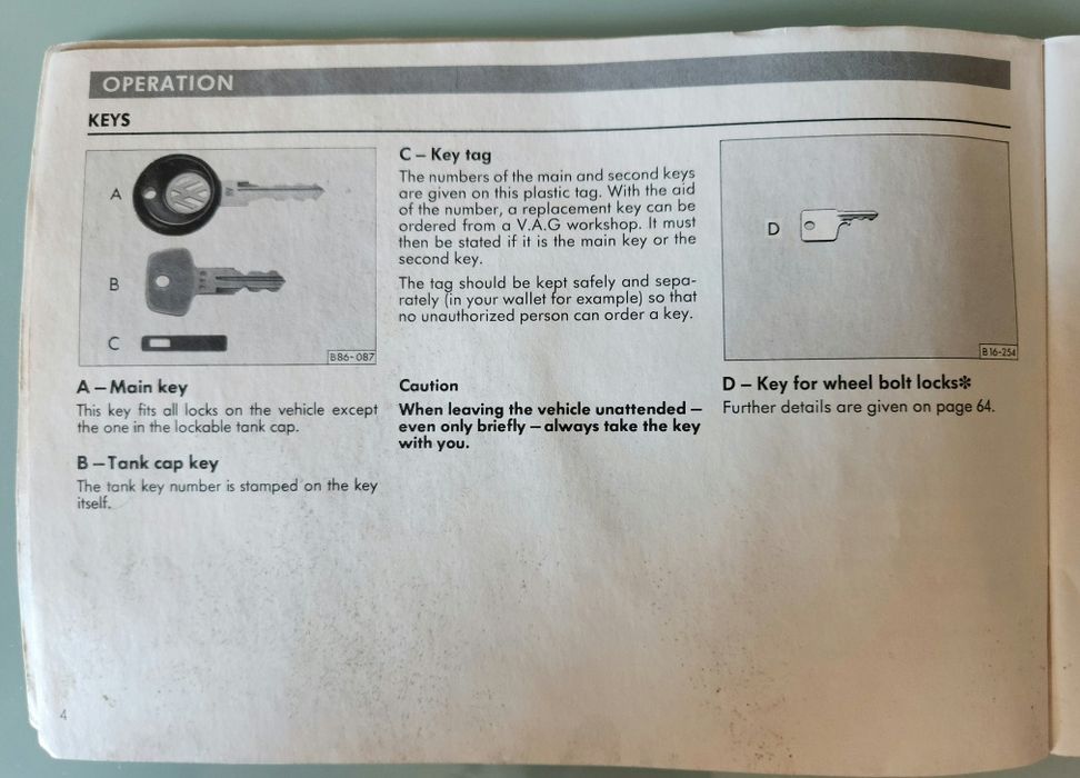 Manual de instruções Vw Pólo 86C