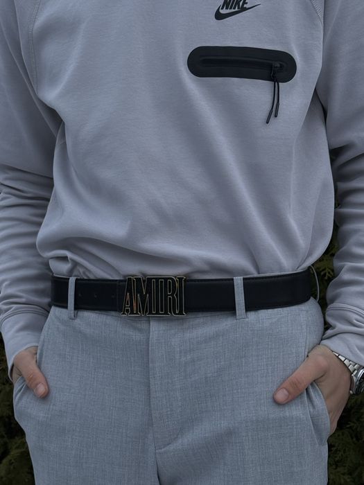 Ремінь Amiri чоловічий шкіряний чорний ремень Амири кожаный Амірі