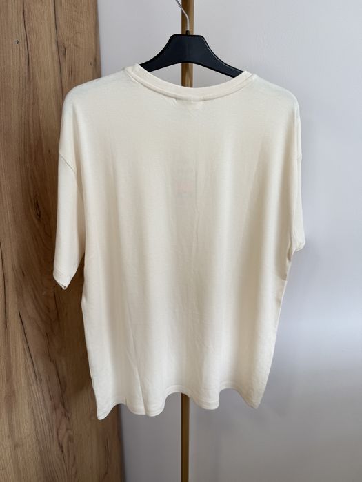 T-shirt damski kremowy z haftem XL