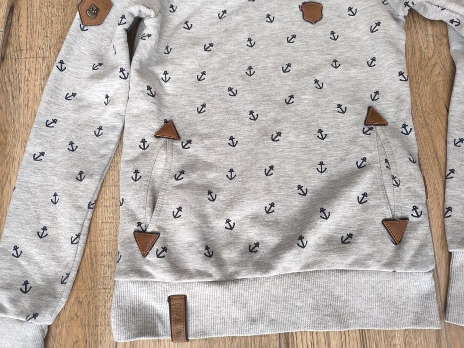 Bluza Naketano jasnoszara w czarne kotwice, rozm. XS