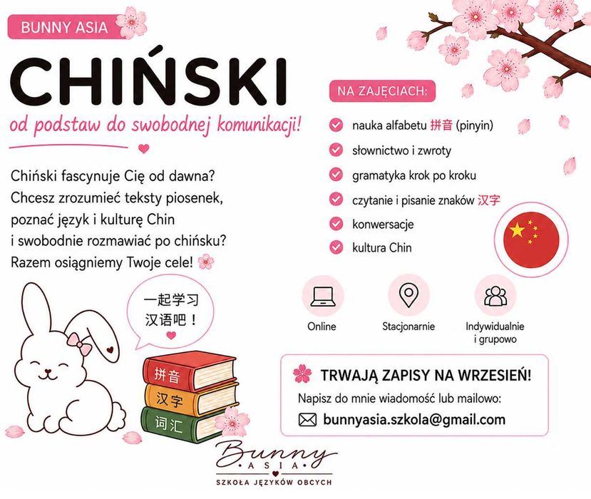 Język chiński - zajęcia indywidualne i grupowe - na każdym poziomie