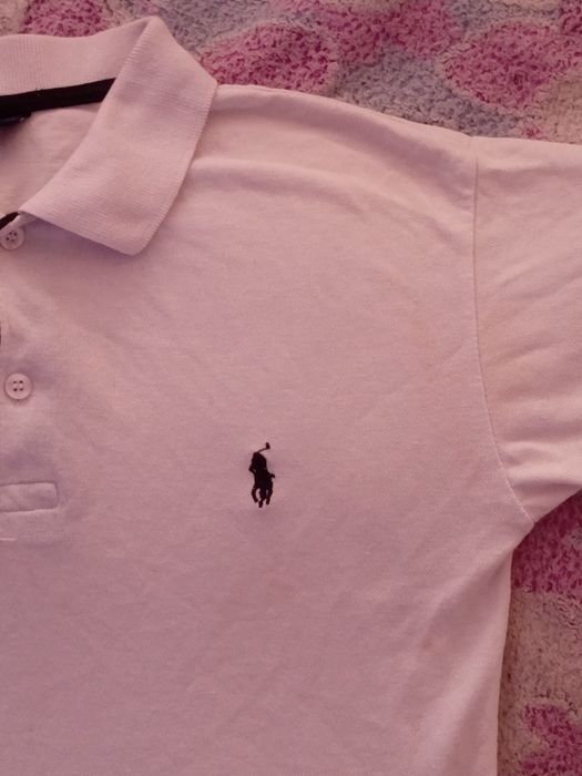 Белое поло в стиле Ralph Lauren, размер M
