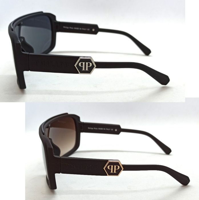 Philipp Plein очки маска унисекс черные и коричневые матовые модные