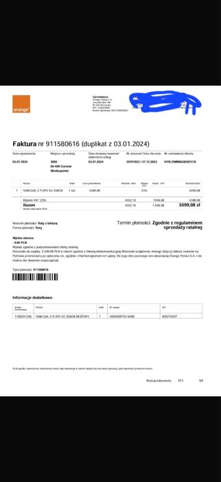 Samsung Galaxy Z FLIP5 5G 256GB Jak Nowy !!!