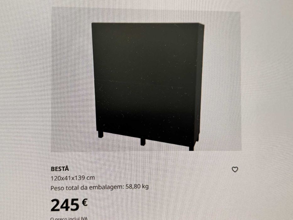 IKEA BESTÅ Preto c/ Extras (Vidro + Suporte Garrafas) – Excelente Estado