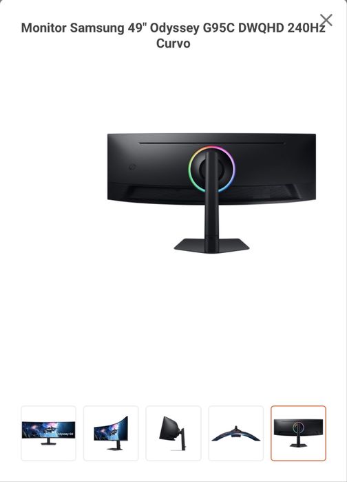 Monitor Curvo 49" Odyssey G95C  LED DQHD (Preto) - SAMSUNG (NOVO)
