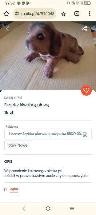 Piesek z kiwającą głową