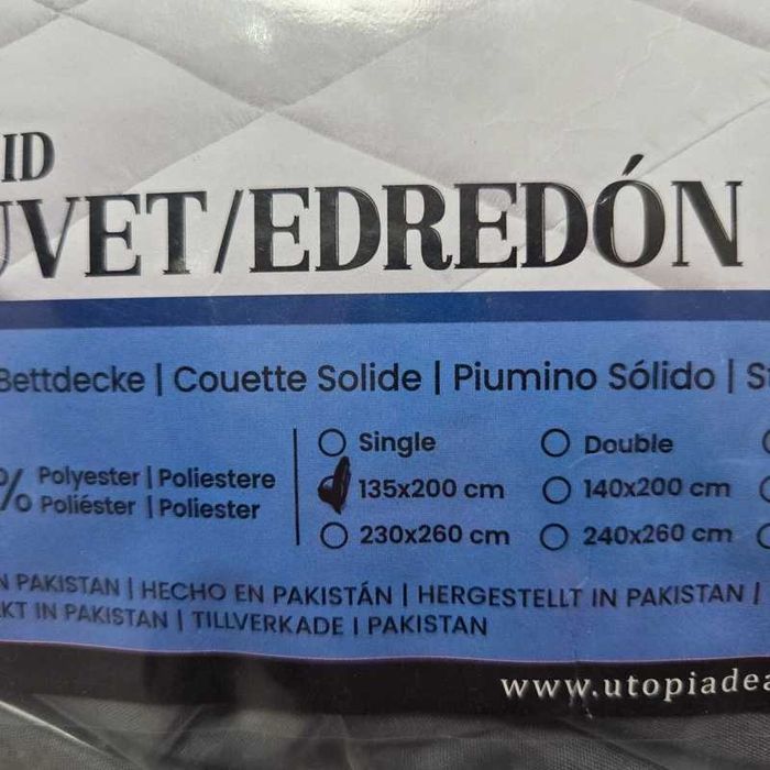 Edredão Sólido – Cama de Solteiro (135x200 cm)