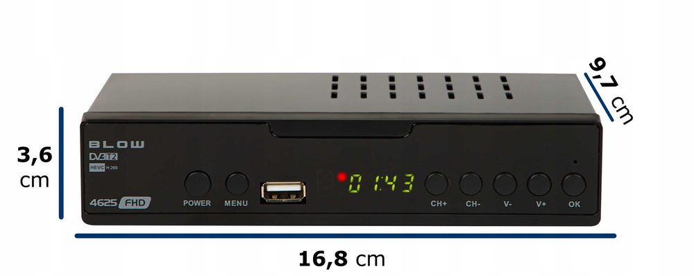 Tuner dekoder DVB-T2 TV naziemnej H.265 HEVC FULL HD usb hdmi pilot