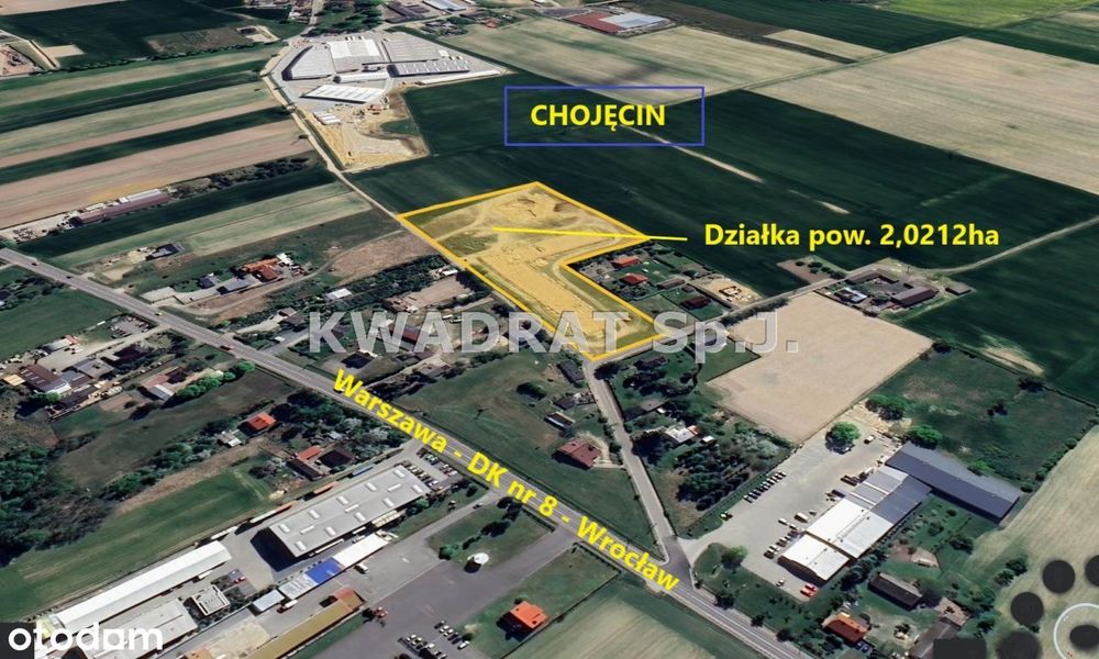 Działka inwestycyjna pow. 2,0212ha - Chojęcin