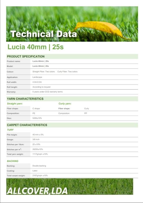 Relva artificial sintética de 40mm - Promoção - 12€/m2 IVA INC