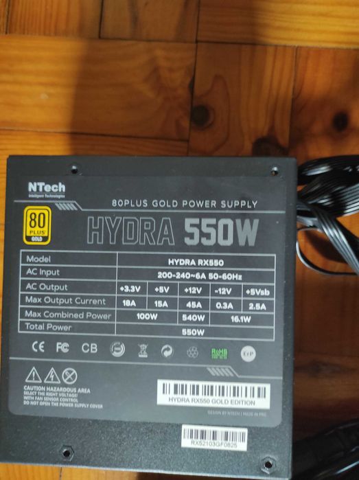 Fonte de Alimentação NTech Hydra RX 550W – 80 Plus Gold (Impecável)
