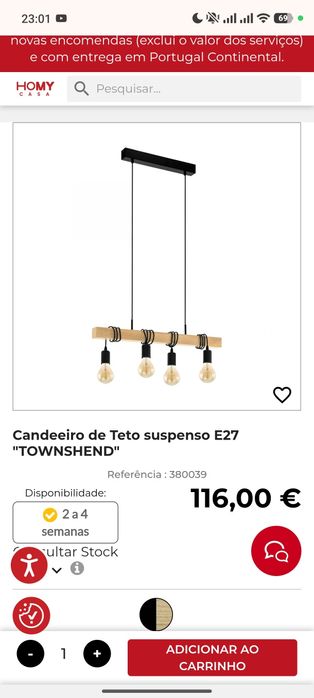 Candeeiro de Teto suspenso