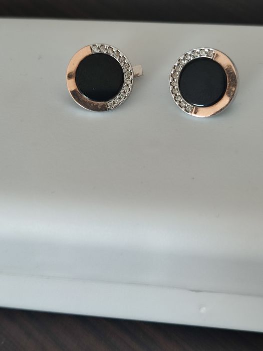 Сережки срібні з пластинами золота