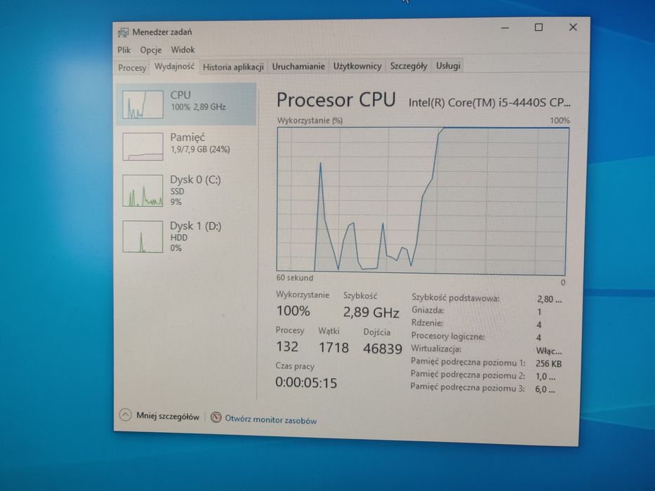 komputer PC i5-4440S 2.8GHz 8GB  ram 2x4GB  dysk 250GB SSD /500GB HDD