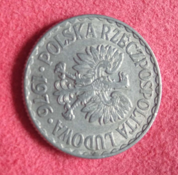 1 zł z PRL-u z roku 1976 bez znaku MW