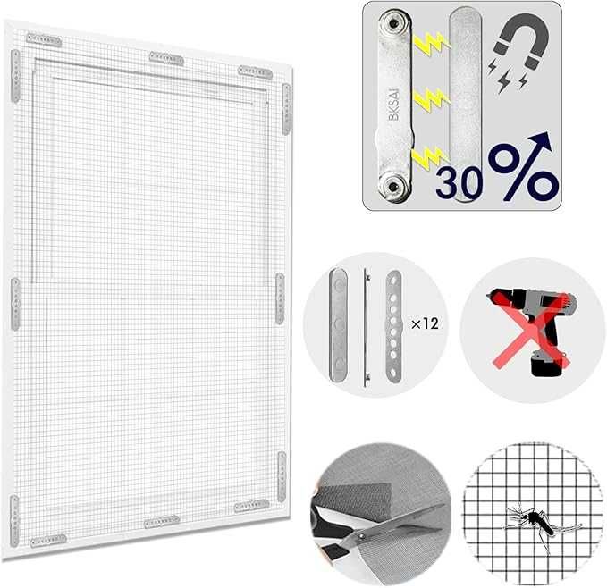 Magnesy do moskitiery 12 szt. – mocne zapięcia bez wiercenia