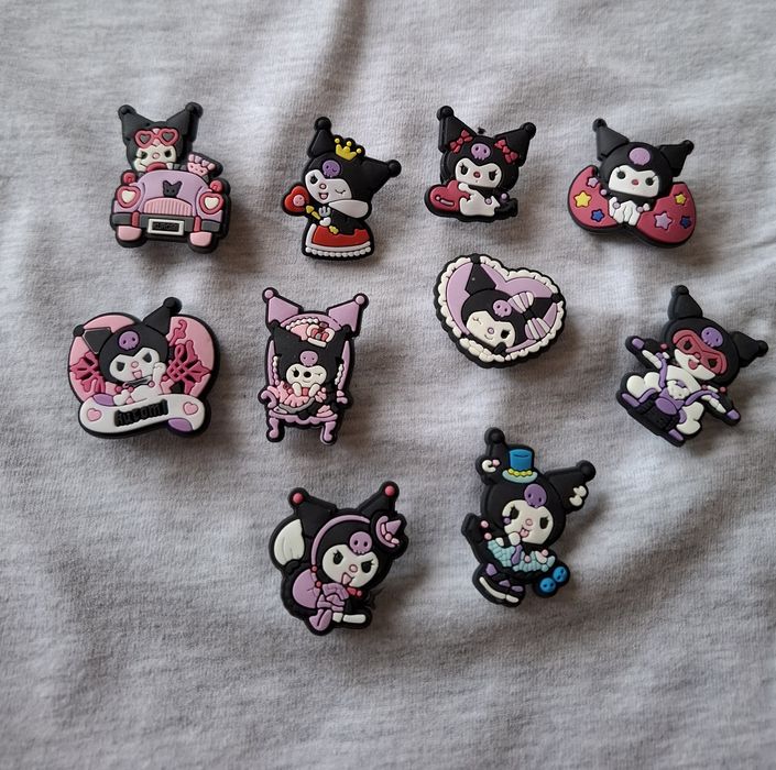 Przypinki Wpinki do croksów Kuromi Sanrio Nowe 10 sztuk