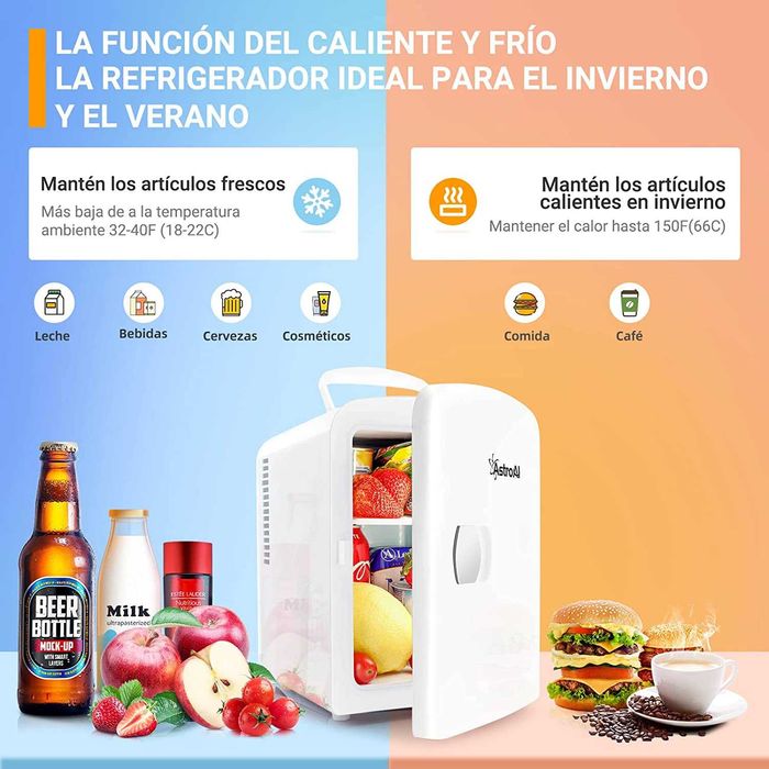 Minifrigorífico portátil 4 l, 12 V/220 V, novo, branco