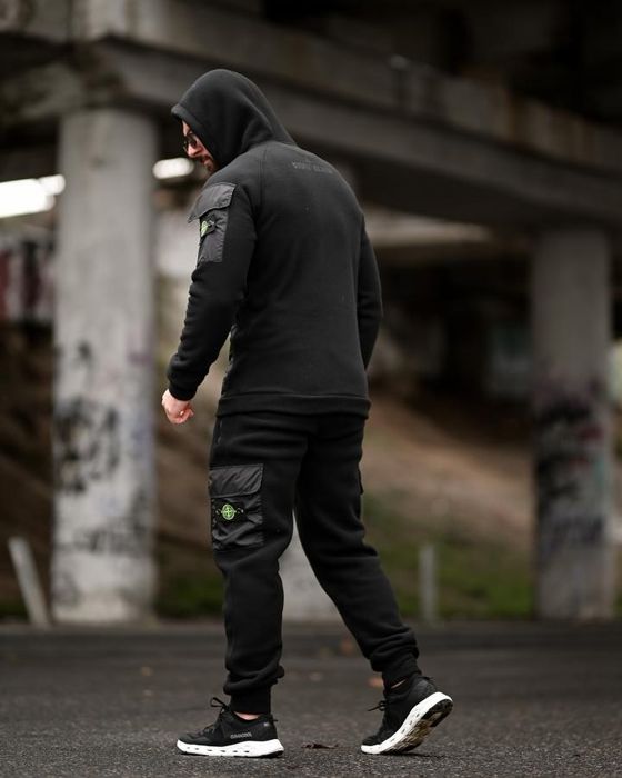 Теплий костюм Stone зі вставками зима чорний колір для чоловіків