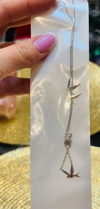 Srebrny naszyjnik cyrkonie stal chirurgiczna nierdzewna