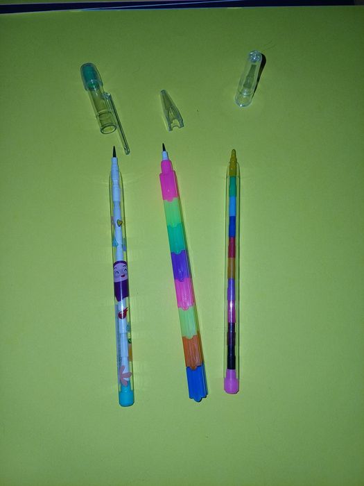 Conjunto de 3 lapiseiras recarregáveis, estilo vintage, anos 80/90. No