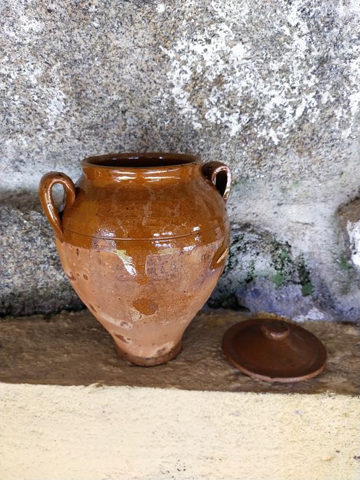 Talha de barro antiga com tampa RARA